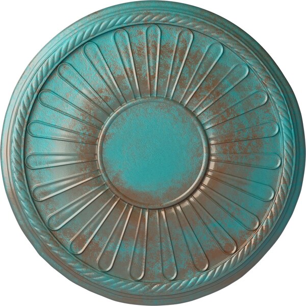 Ekena Millwork Leandros Ceiling Medallion (Fits Canopies up to 6 3/8"), 19 7/8"OD x 1 1/4"P, Copper Green Patina CM22LNCGS - main